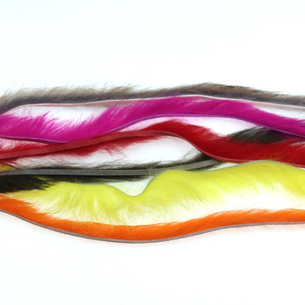 Tiras Zonker angostas de 3mm, 6 piezas, colores surtidos, liebre, conejo, Material para atar moscas, rojo, naranja, amarillo, verde Natural - imagen 4