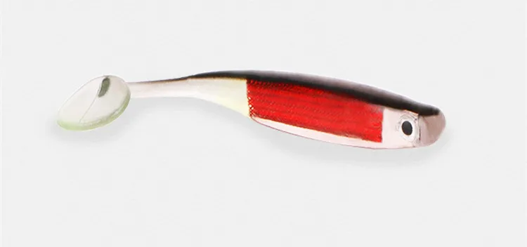 Señuelo de pesca de cola en T, cebo suave, tubo de colores, ojo de pez 3D, 10cm/3,5g, gusano de cola única, señuelos artificiales de agua salada, bolsa de 5 piezas - imagen 3