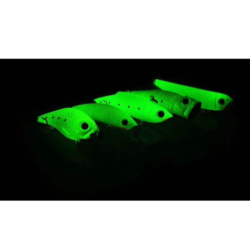 Señuelo de pesca nocturna VIB Minnow Pencil Popper Crank, Kit de señuelos que brillan en la oscuridad, cebos duros luminosos, lote de 5 piezas - imagen 2