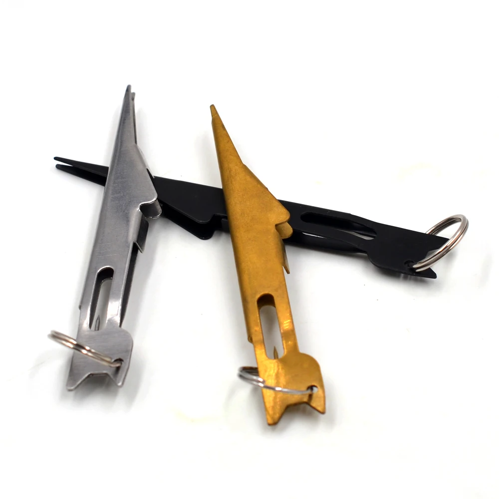 MNFT herramienta rápida para atar nudos de uñas/nudo Tyer gancho nivel y gancho limpiador de ojos para aparejos de pesca con mosca con mosquetón Zinger Retractor - imagen 5