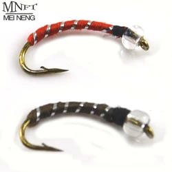 Ninfa Midge #12 MNFT – Cabeza dorada rojo/plata para pesca con mosca