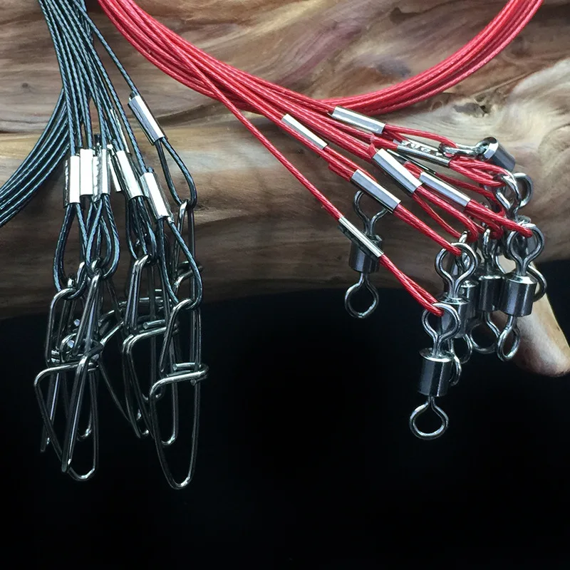 JACKFISH-cable de acero con conector giratorio, cuerda de pesca de 50CM, arrastre máximo de 67KG, 10 unidades por lote - imagen 4