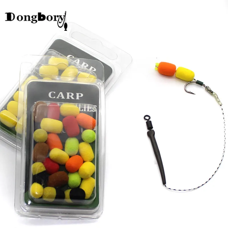 Detalle de boilies de espuma con alta flotabilidad para aparejos de carpa