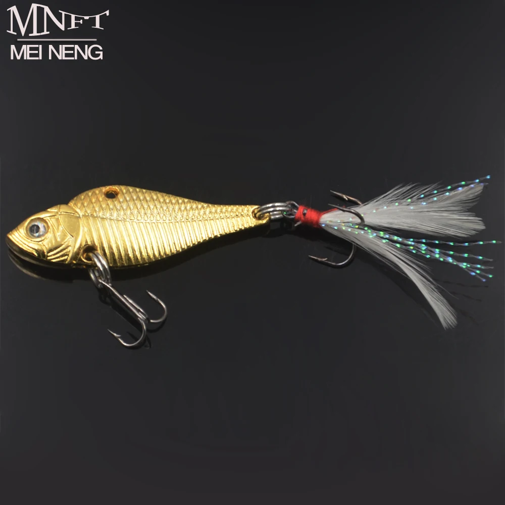 MNFT 10 unids/bolsa 13g Spinner Artificial aleación de Zinc señuelo de pesca duro Jigging pluma anzuelos triples cebo Spinnerbait de Metal