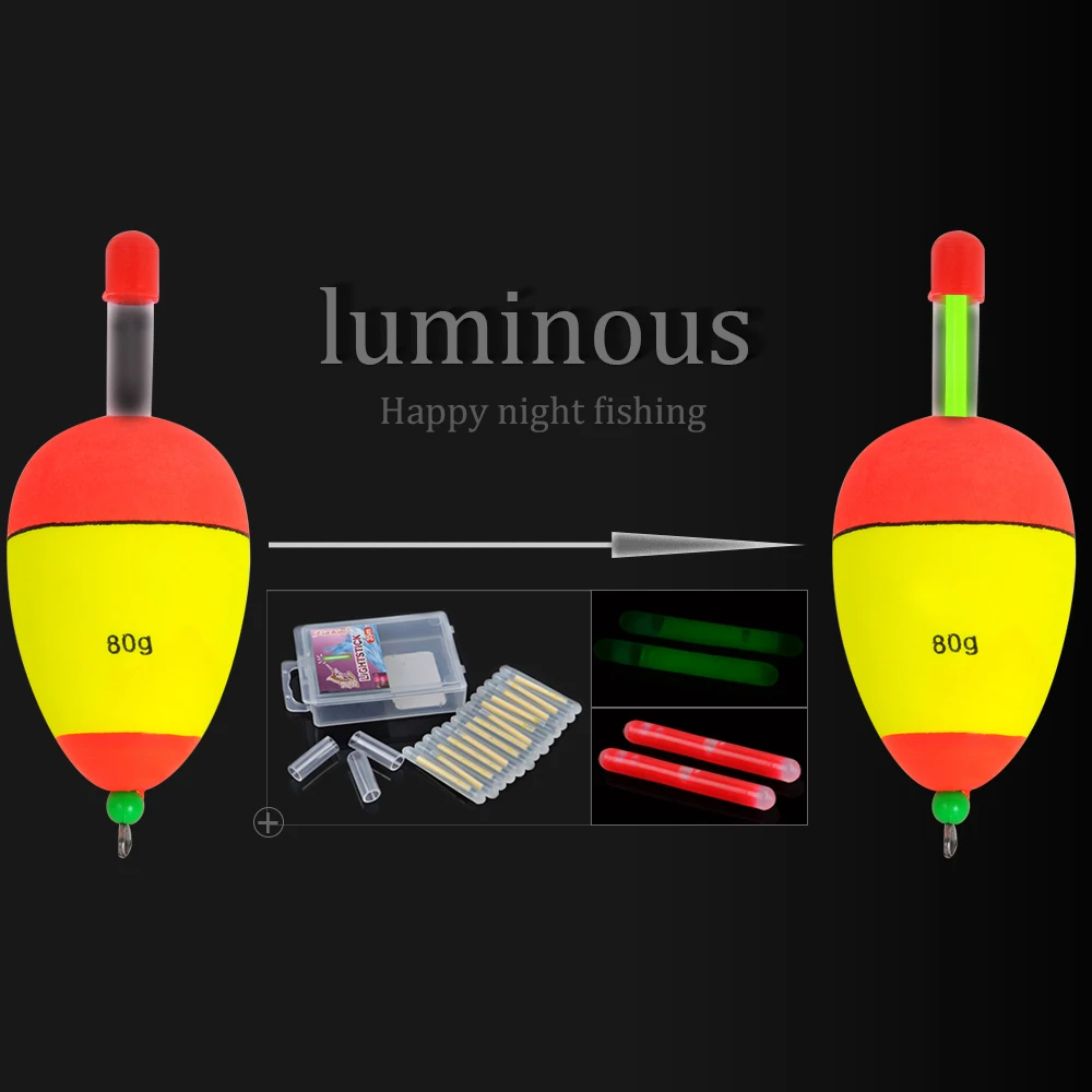 1 Uds 5g 10g 15g 20g 25g 30g 40g 50g 60g 80g flotadores de pesca de espuma luminosa flotador nocturno EVA flotador de espuma grande flotadores de palo de luz - imagen 5