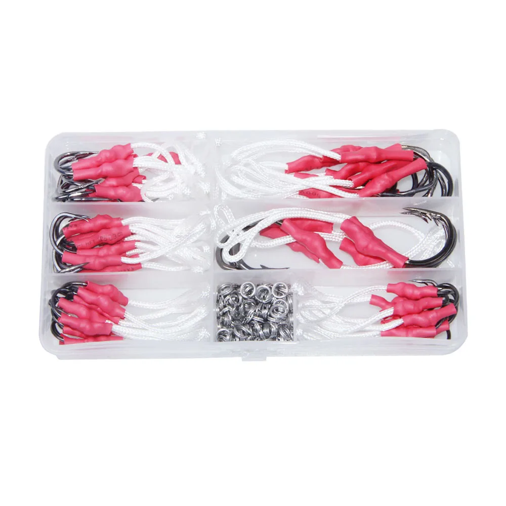 Anzuelos de pesca jigging de acero inoxidable, con línea de PE, anillos divididos, equipo de anzuelos, 106 unids/lote por caja - imagen 5