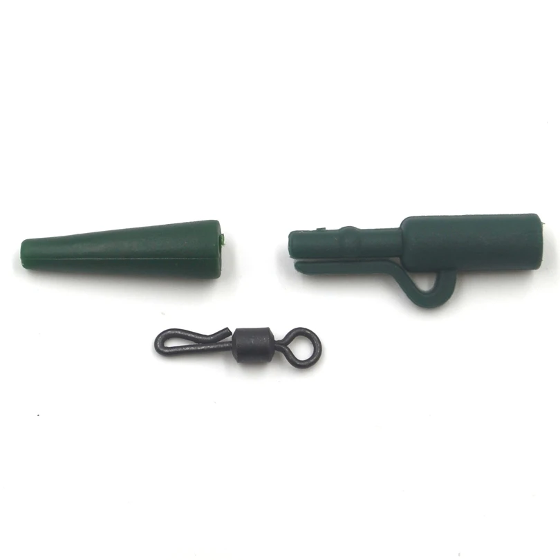 MNFT 100 juegos/bolsa pesca de carpa gomas suaves tubo de cola tubos de goma Clips de plomo de seguridad cambio rápido Snap giratorio en forma de Q - imagen 4