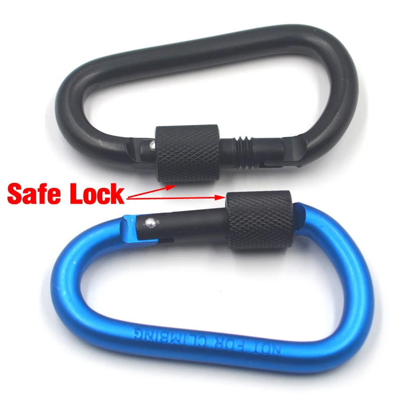 MNFT-bolsa de pesca de aleación de aluminio con mosquetón de bloqueo seguro, hebilla de seguridad tipo D, herramientas para peces, mosquetón, hebilla colgante para escalada, 1 Uds. - imagen 3