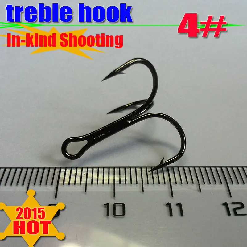 Anzuelos de pesca triples, alta calidad, tamaño: 4 #, acero al carbono, cantidad: 200 Uds./lote - imagen 2