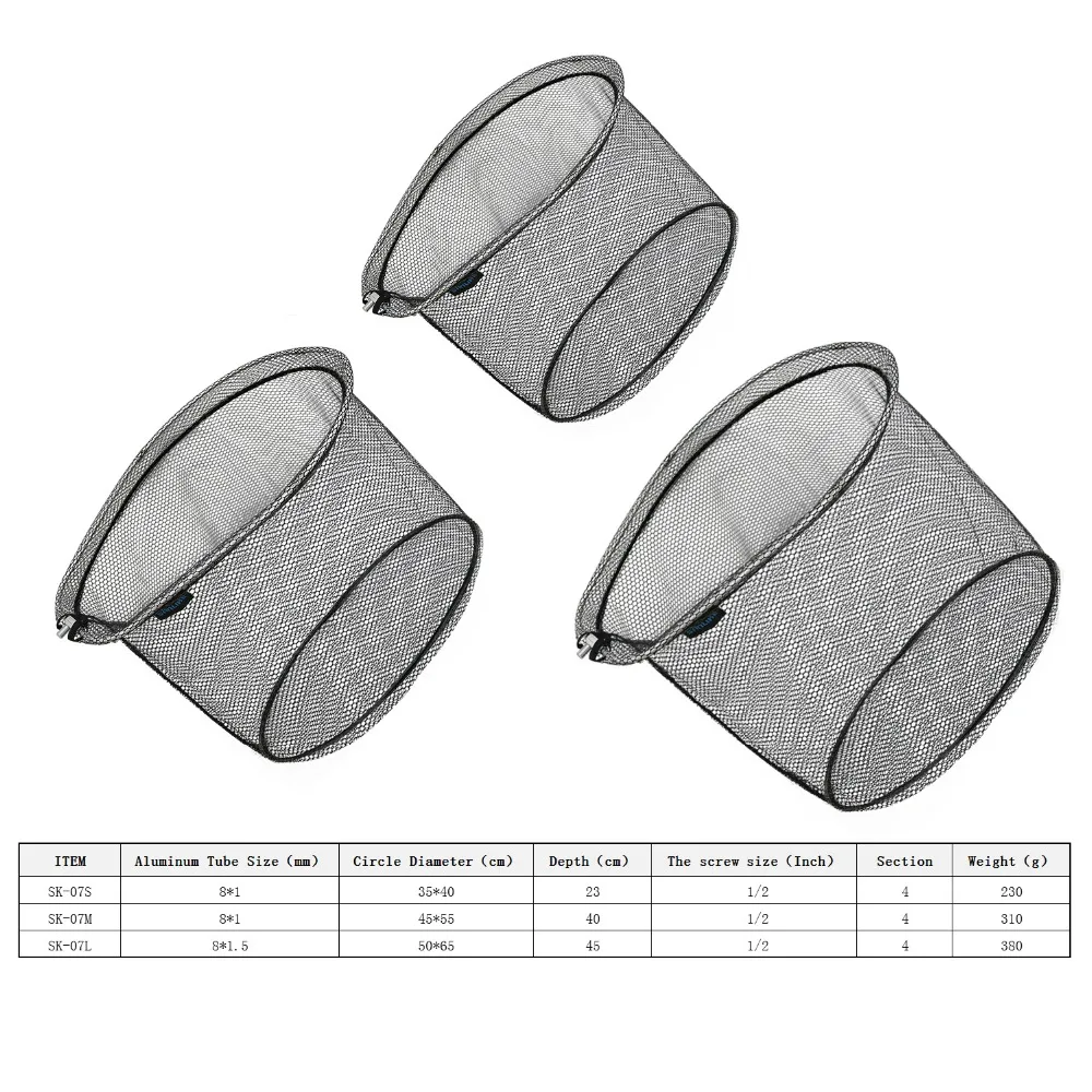 SANLIKE-red de pesca plegable, malla de nailon de goma con agujero, 8x8mm de profundidad, marco de aluminio, anillo, Red de inmersión - imagen 3