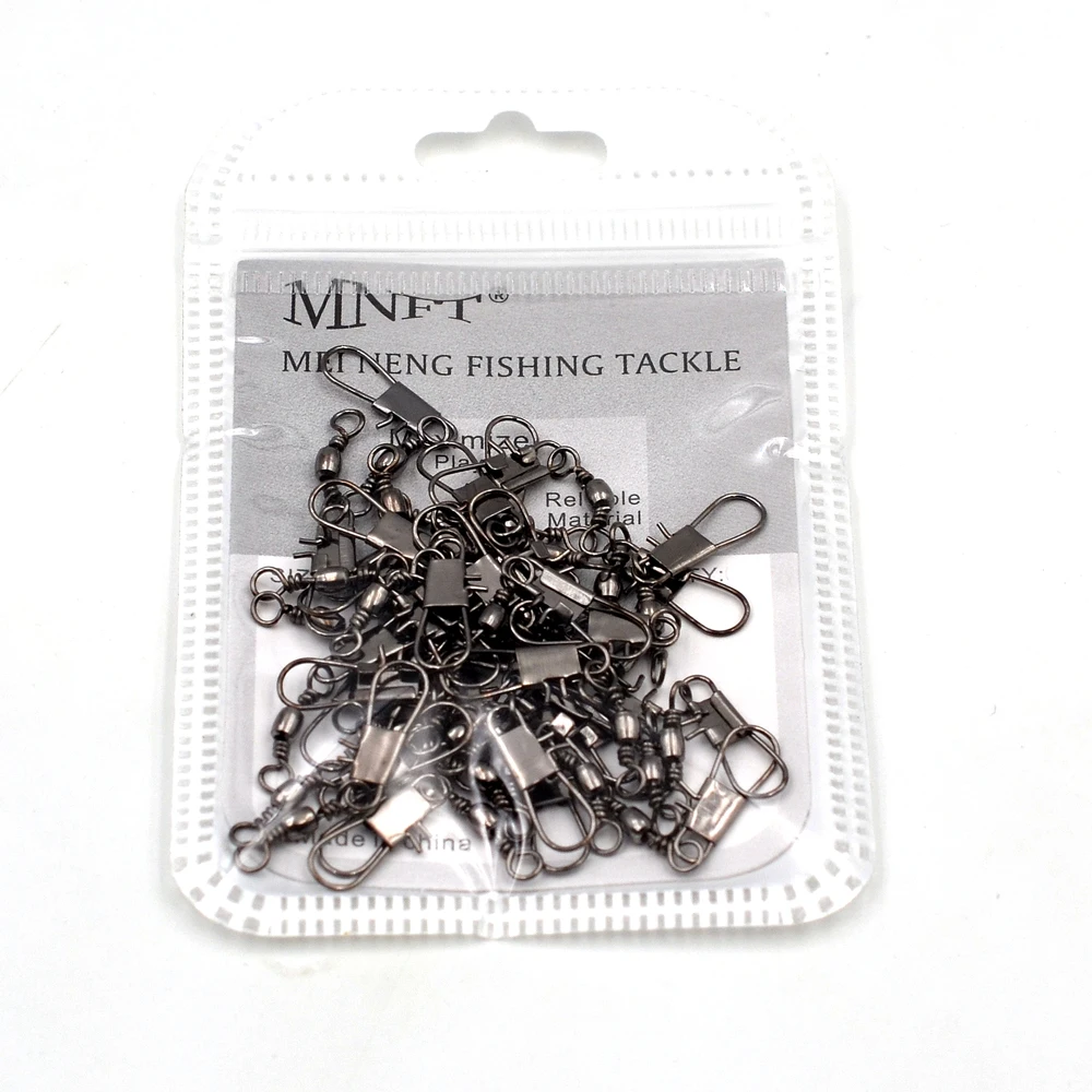 MNFT 50 Uds. De pasador giratorio de barril de latón inoxidable, conector de pesca, pasador giratorio, grúa, aparejos de pesca, gancho, accesorios a presión - imagen 5