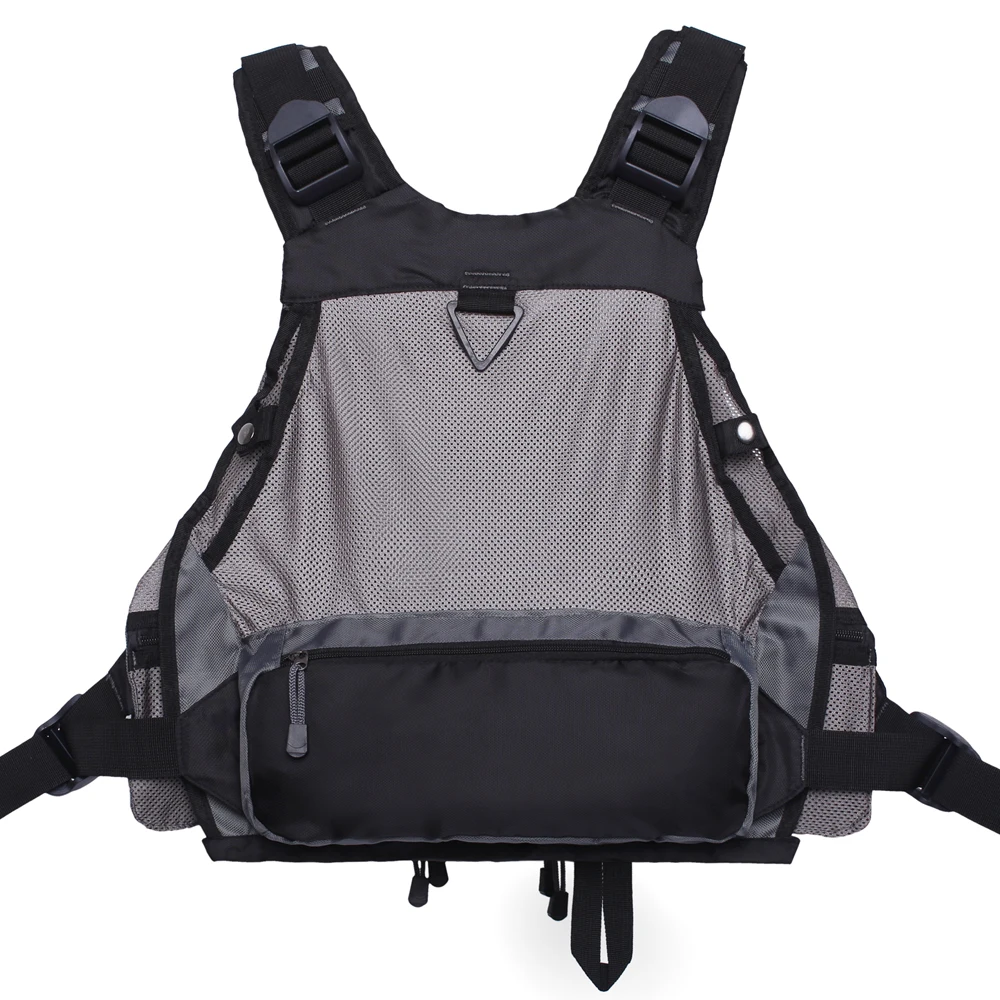 Un chaleco táctico. Parece estar diseñado para transportar equipos, como bolsas para municiones, cargadores u otros equipos. El chaleco tiene un panel trasero de malla para ventilación, correas ajustables para ajuste y múltiples bolsillos y compartimentos para almacenamiento.
