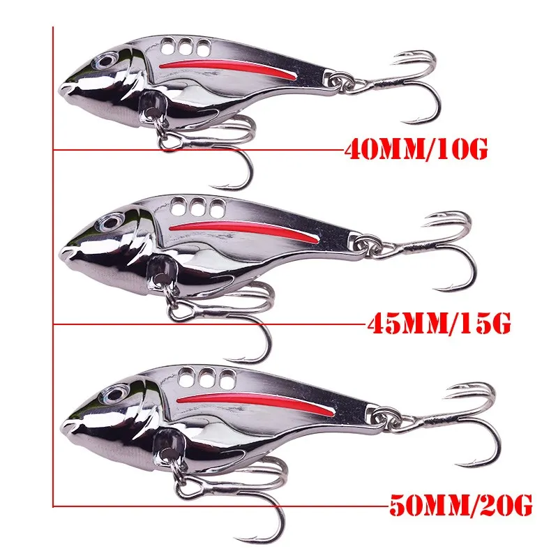 Señuelo de pesca Artificial VIB, cebo de Metal dorado y plateado de 10g, 15g, 20g, cuchara de vibración de invierno, Wobblers de hundimiento, 1 ud. - imagen 2