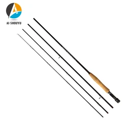AI-SHOUYU caña mosca 2,4-2,7m 4 secciones mango corcho para carpa