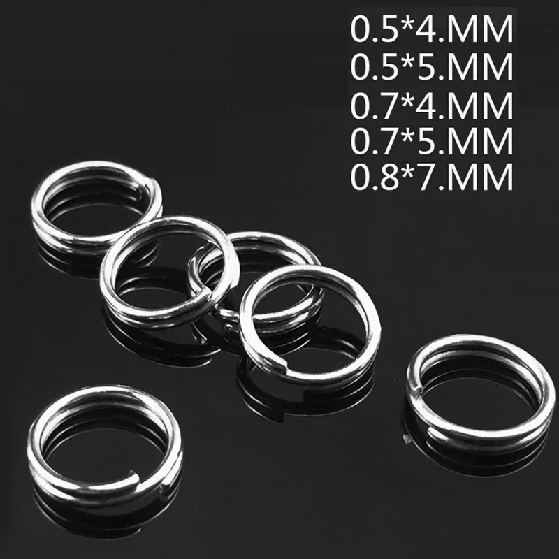 100 unids/lote de anillos divididos de pesca, Conector de señuelo giratorio, aparejos de pesca de barril, accesorios de pesca de carpa, eslabones giratorios