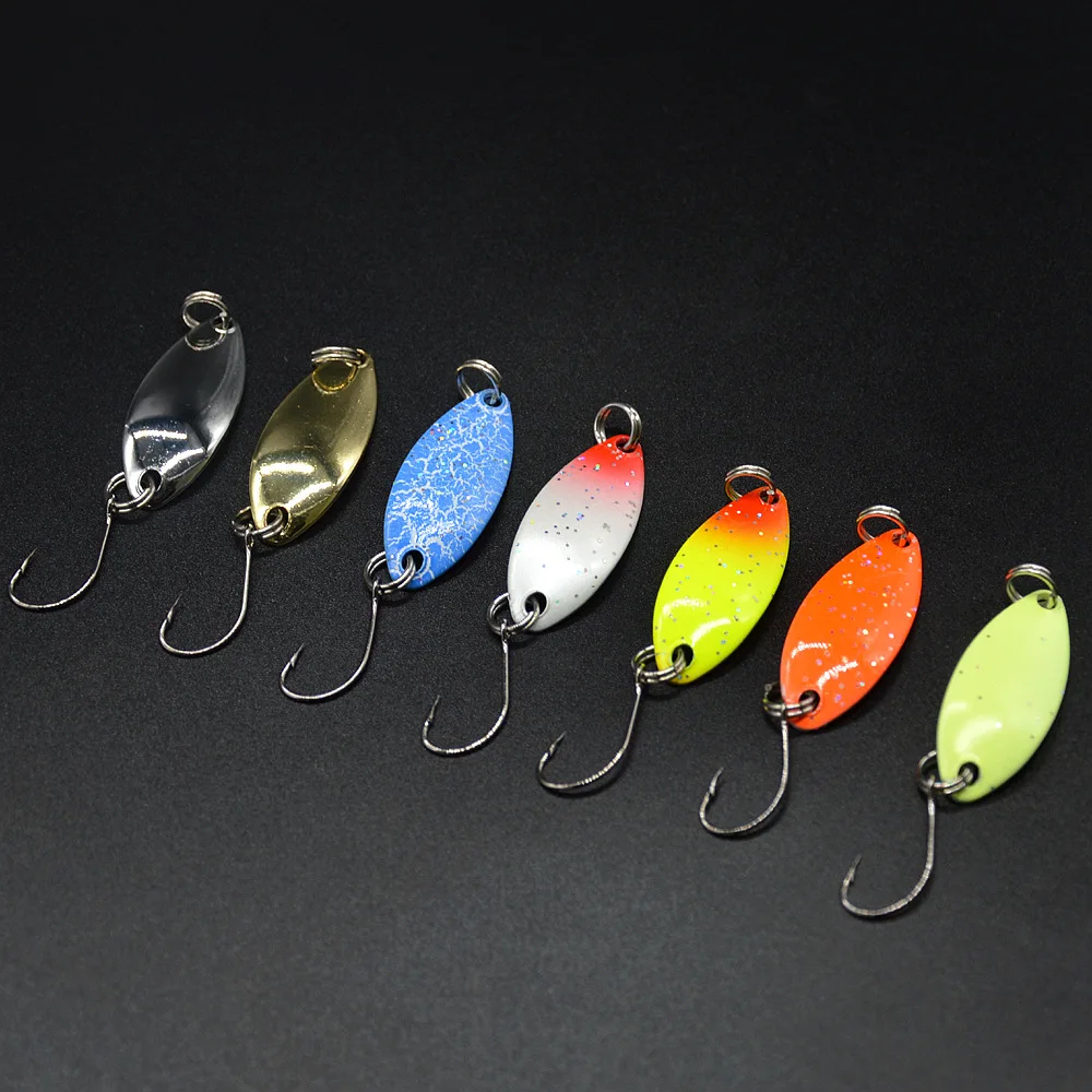 Señuelo tipo cuchara de pesca, 3g, pez Jigging, cucharas pequeñas de doble Color, un solo gancho, señuelos artificiales coloridos mandarín, bolsa de 5-10 piezas - imagen 2