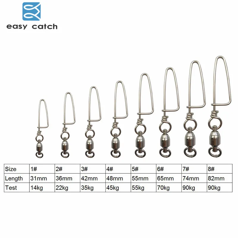 3 uds rodamiento de bolas giratorio de pesca con Snap Coastlock plata/negro accesorios de conector de señuelo de pesca de acero inoxidable - imagen 2