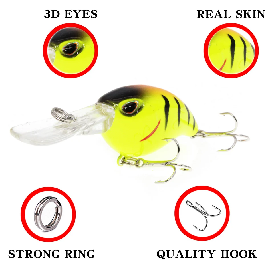 Señuelo de pesca Wobbler, aparejos de pesca con manivela dura, Topwater Artificial, Swim Mini, 63mm, 1 unids/lote - imagen 3