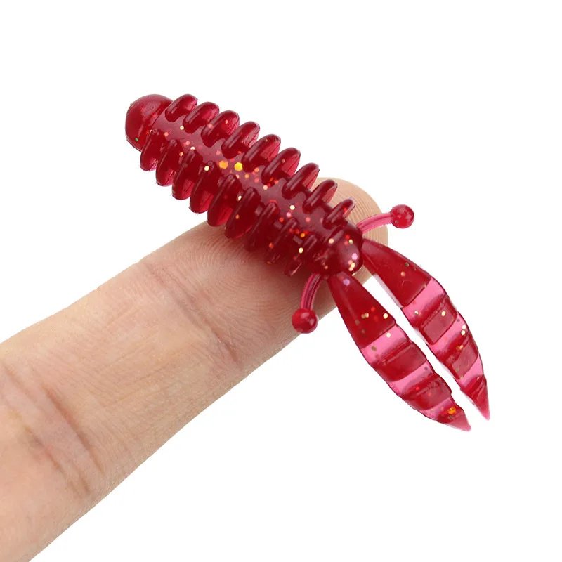 Señuelo de pesca suave, cebo Artificial Pop, Mini Camarón, 5,5 cm/1,1g, gusano, larva, tornillo, cola de abrazadera, lote de 10 piezas - imagen 5