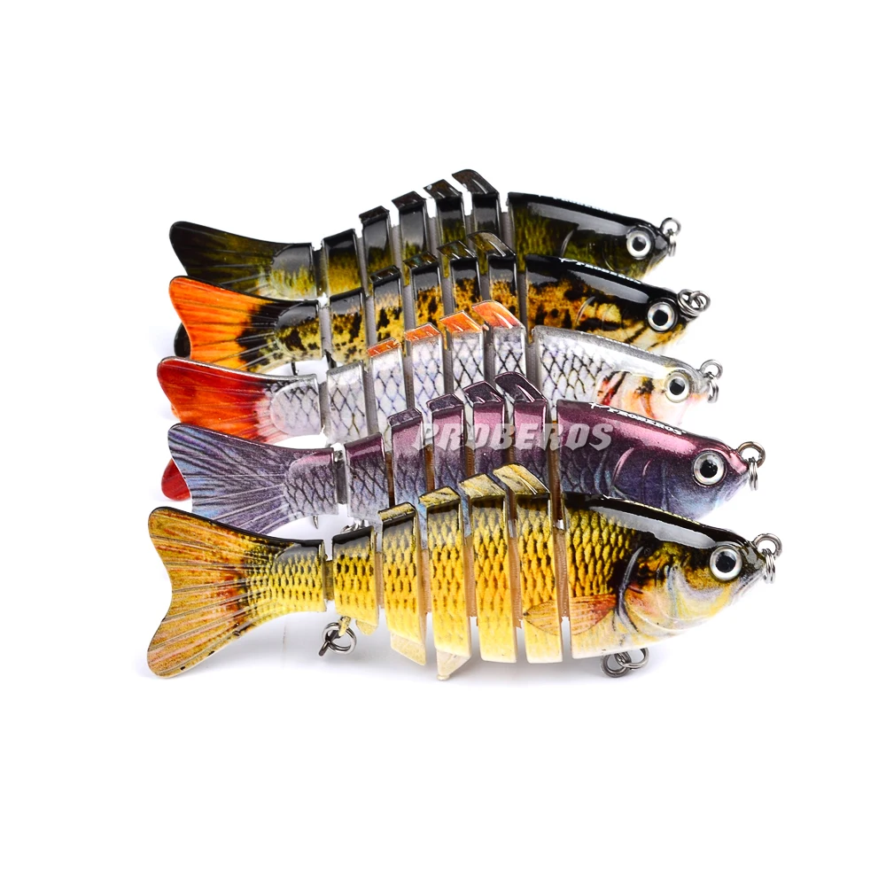PROBEROS-señuelo de pesca Swimbait 6 #, aparejos de pesca con gancho, 5 unidades, 7 Secciones, 10cm/4 "-0,55 oz/15,5g - imagen 2