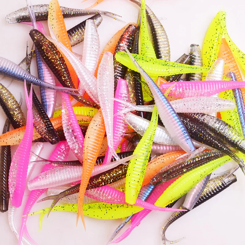 Jig Wobblers cebo suave de gusano, 7cm, 1,8g, lentejuelas doradas de silicona, aparejos de gusano, 10 unidades - imagen 3