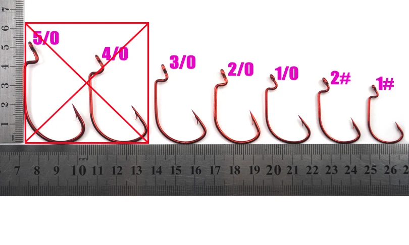 MNFT 60 ganchos de manivela rojos + 15 piezas conector de señuelo suave/juego de acero rico en carbono tamaño 1 #   2 #   1/0 #   2/0 #   3/0 #   Anzuelo de pesca con cebo de gusano suave - imagen 4