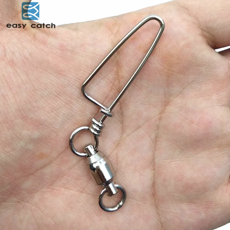 3 uds rodamiento de bolas giratorio de pesca con Snap Coastlock plata/negro accesorios de conector de señuelo de pesca de acero inoxidable - imagen 3