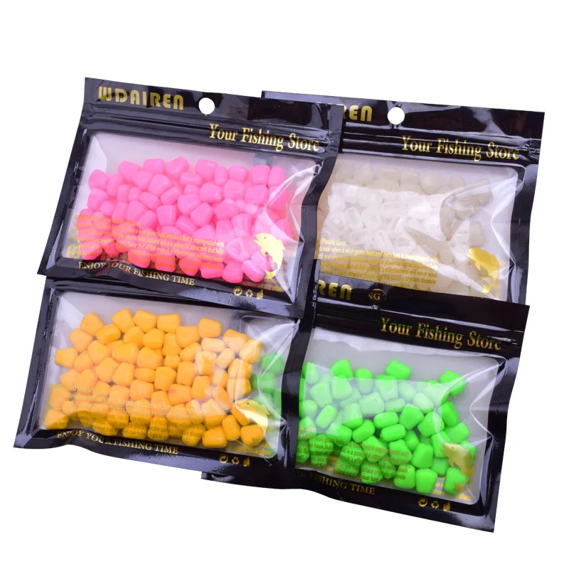 50 o 100 Uds. Cebo suave de maíz emergente de colores, Boilies de pesca de carpa, cebos de hierba aromatizados, Pellet de agua flotante, señuelo de silicona cremoso