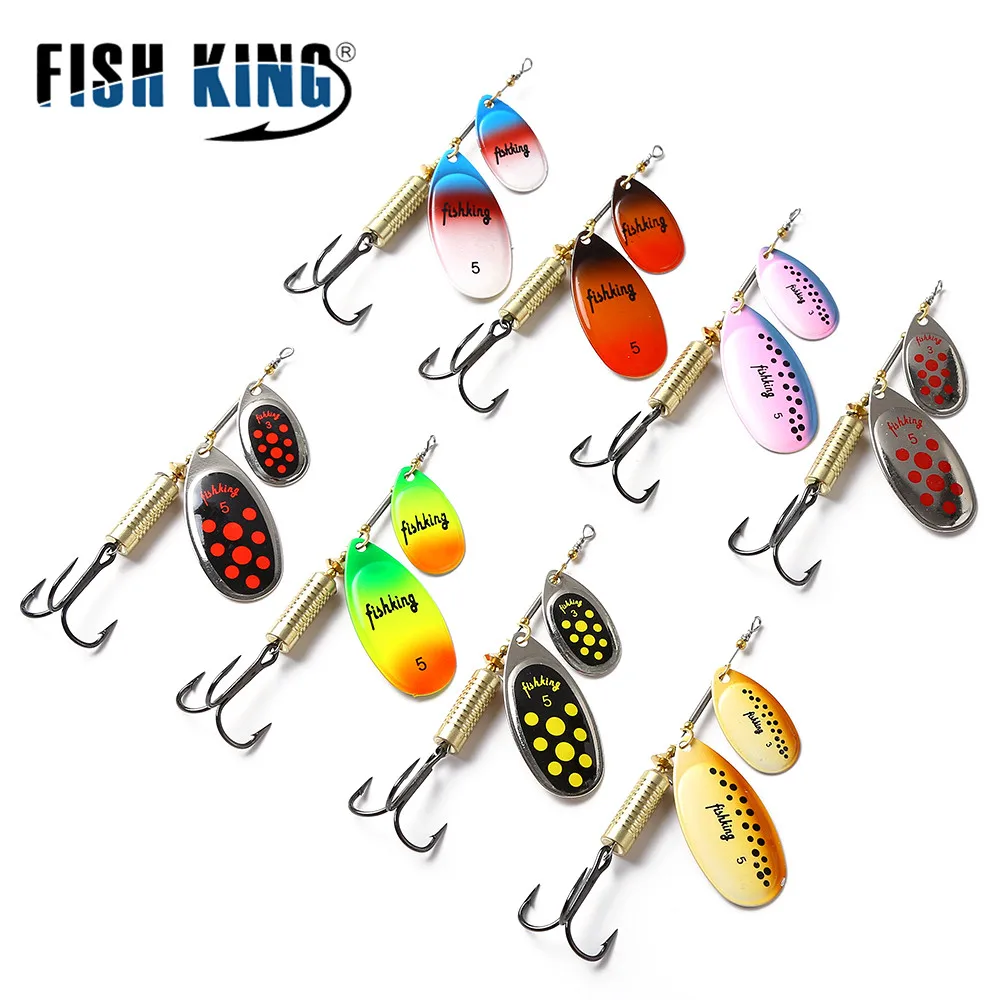 FISH KING-señuelo de pesca de fundición larga, cebo giratorio duro de Metal falso con gancho, 1 unidad, 10 colores - imagen 2