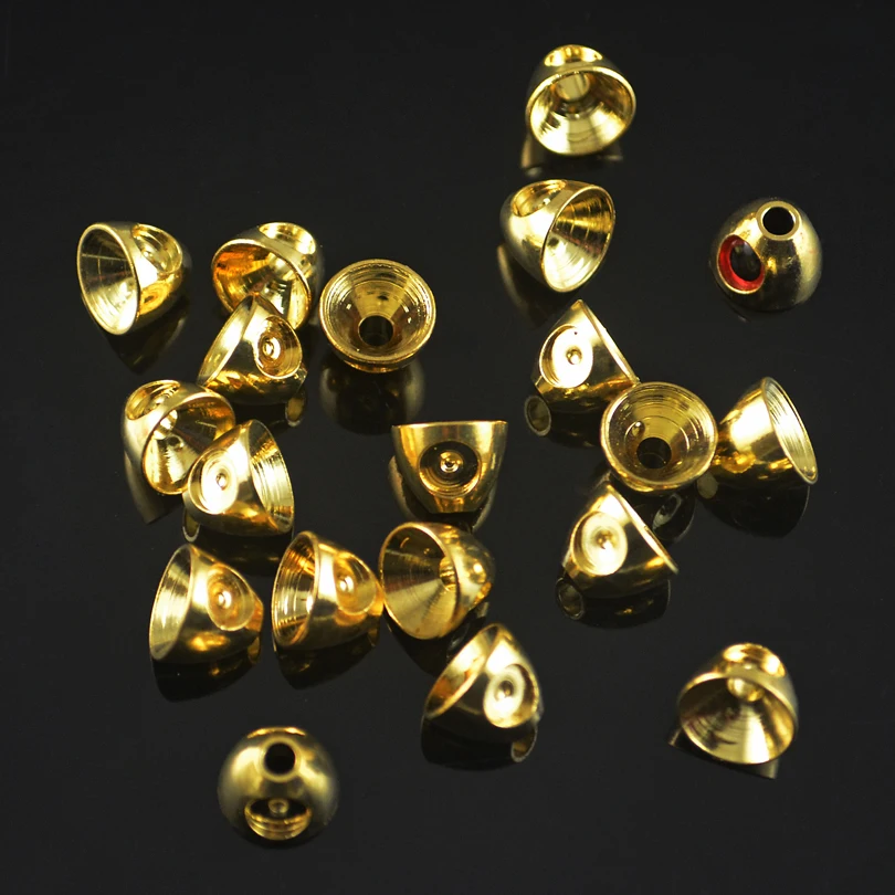 MNFT-Materiales de atado de moscas, cabezas de cono de mosca con ojos de cono de latón 3D, Color plateado y dorado para Streamer, trucha, pesca con mosca, nuevo lote de 12 unidades - imagen 2