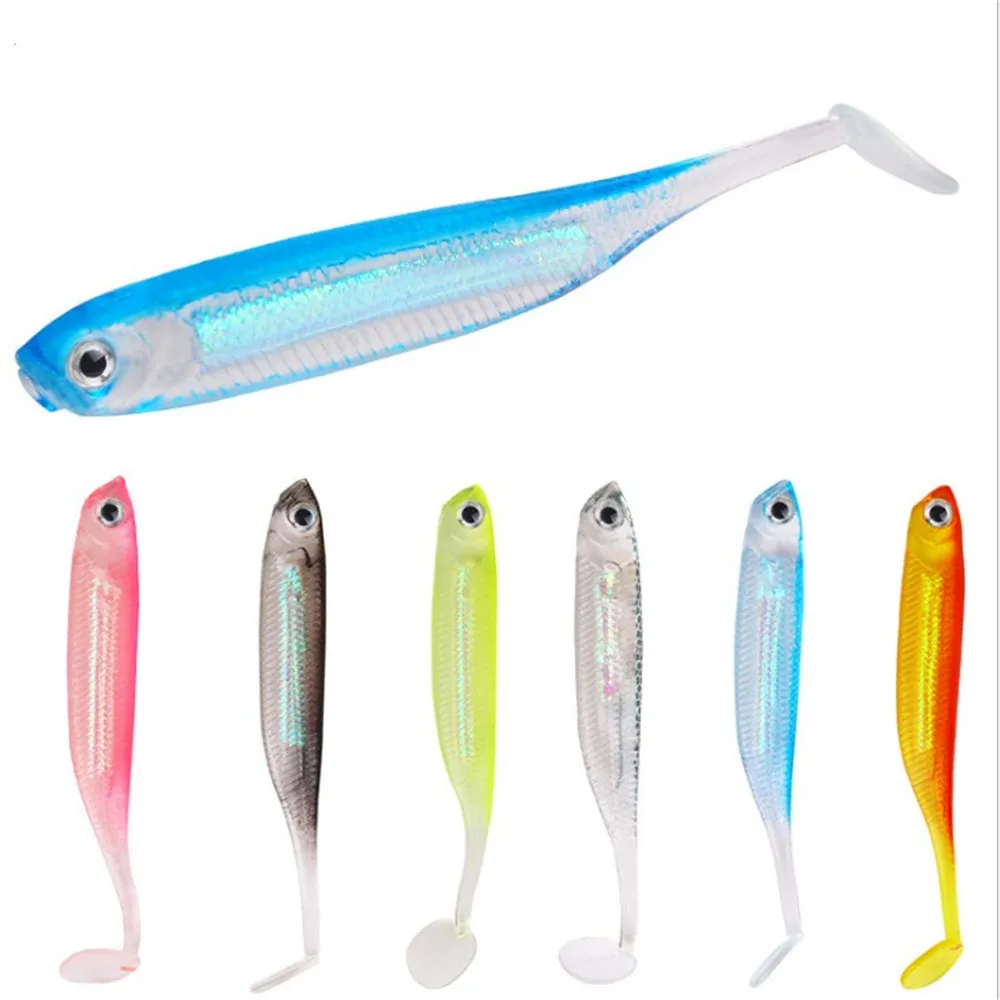 5 unids/lote 2,2g/7 cm señuelo de pesca cola en T señuelo suave para sábalo de pesca Pesca lombriz suave de silicona aparejos de pesca Jig Head - imagen 3