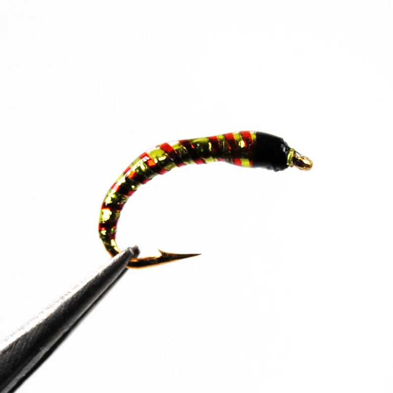 Bimoo 6 piezas de anzuelos de señuelo de pesca con mosca ninfa tamaño # 14 # Accesorio de pesca Midge con 16 zumbador - imagen 3