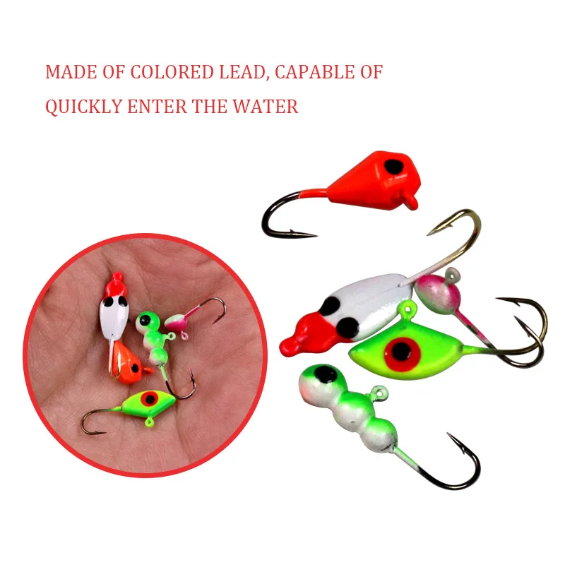 THKFISH-anzuelos de pesca en hielo, 70 piezas, con cabeza plomada, para agua dulce y nocturna, con púas, para invierno - imagen 3