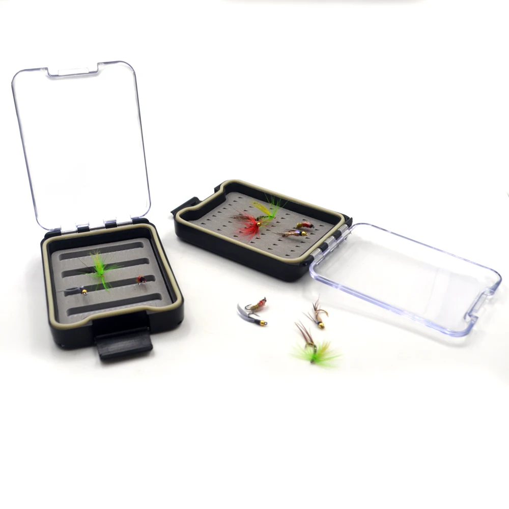 MNFT 1 Uds caja de moscas de pesca con mosca accesorios de pesca contenedores de almacenamiento impermeable con bolsillo mosca ninfa cajas de señuelos - imagen 5