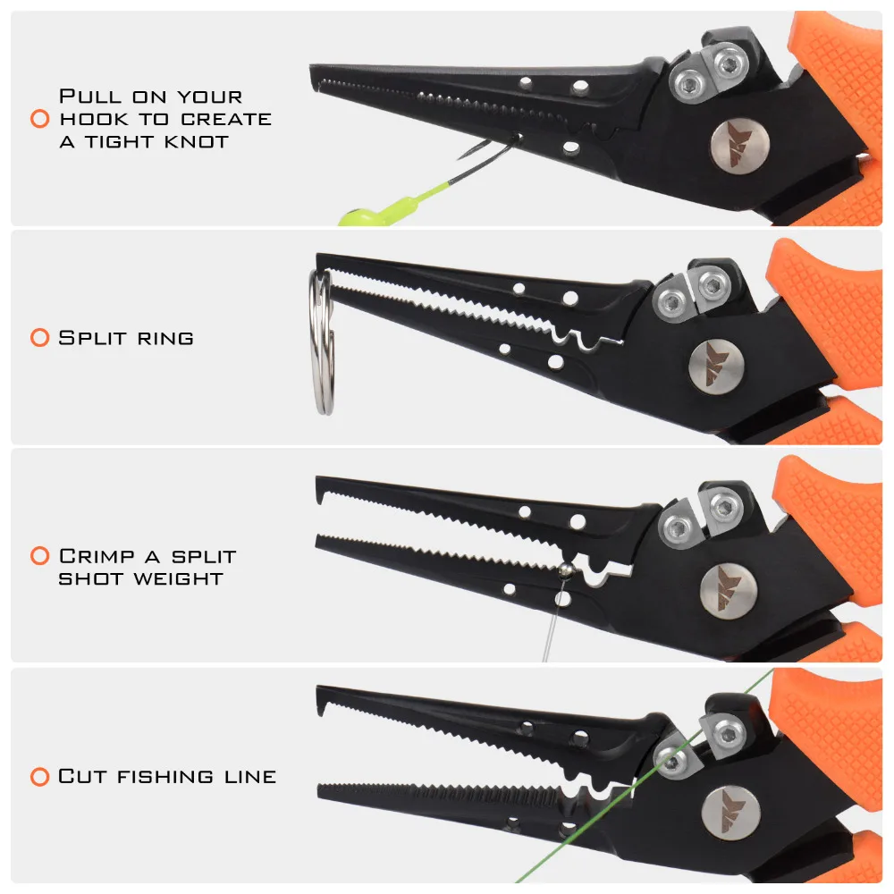 KastKing-Alicates de pesca de acero inoxidable 420, cortadores trenzados de carburo de tungsteno, removedor de anzuelos, equipo de pesca resistente al agua salada - imagen 4