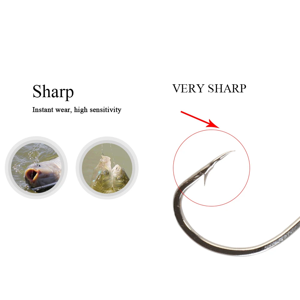 NGB 50-100 Uds gancho fuerte de acero rico en carbono 92553N anzuelo de Pesca Jigging aparejos de Pesca de lubina de agua salada - imagen 3