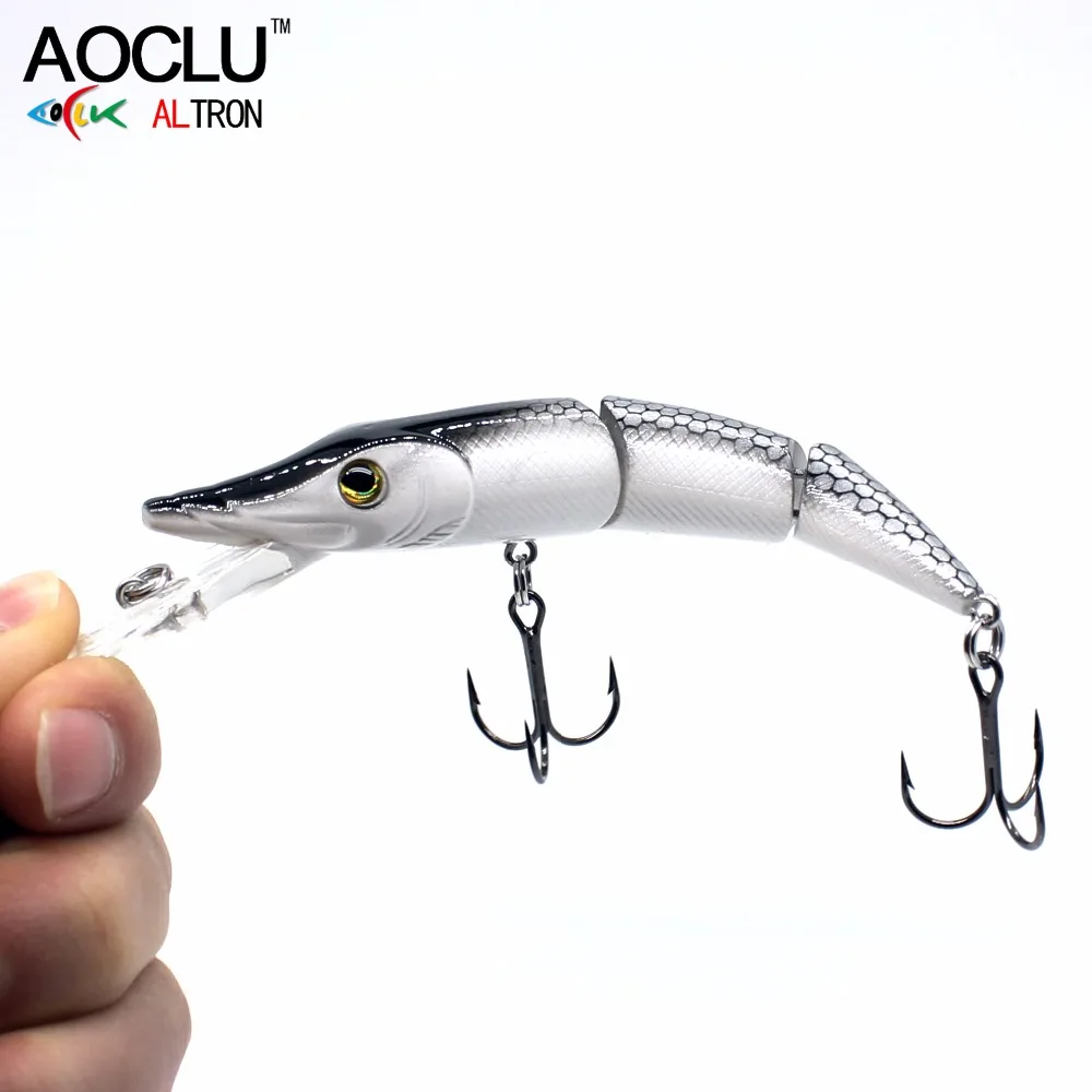 AOCLU-cebo duro con forma de Lucio articulado, Wobbler que se hunde, 105mm, 17,4g, profundidad de pececillo de 0,5-1,8 m, anzuelos VMC, gran juego de combate