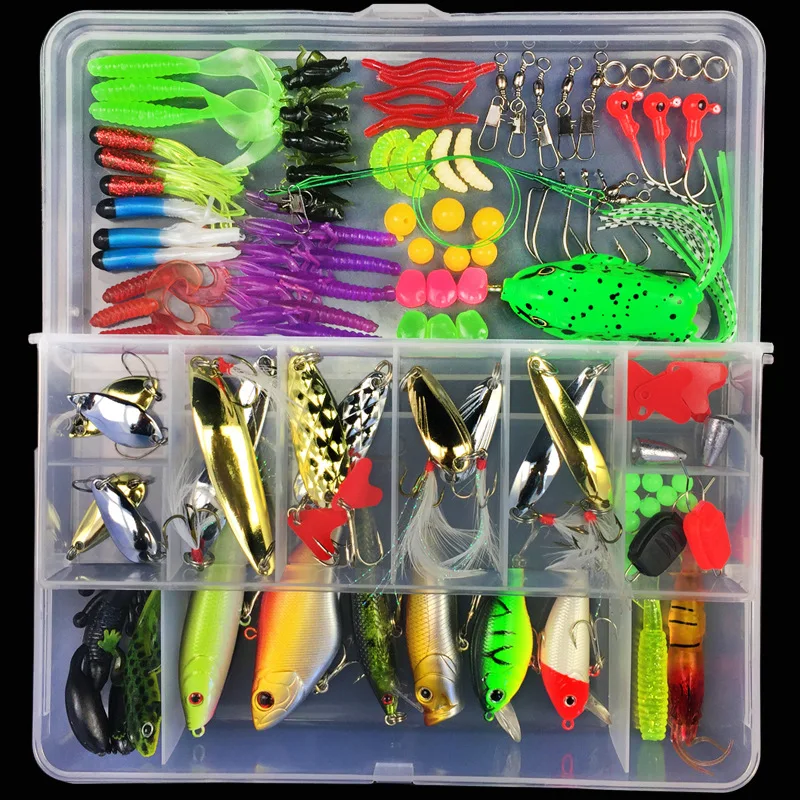 Kit de Señuelos de Pesca para principiantes, juego de 28-106 piezas de señuelos artificiales, traje de alta calidad, aparejos de pesca multiusos para todas las profundidades - imagen 2