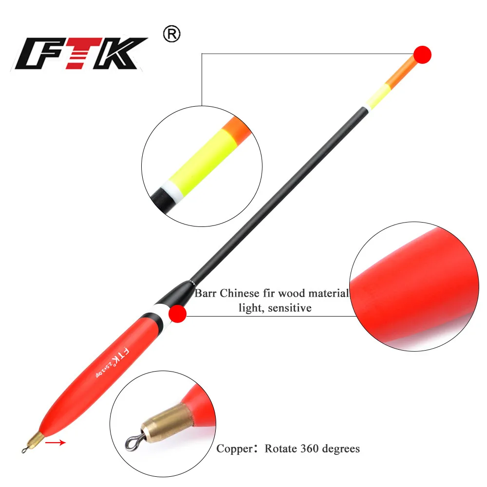 FTK-flotador de abeto Barguzinsky, boya Vertical Bobber de tamaño mixto, 1,5 + 1.5gr 1,2 + 2.0gr 2,0 + 2.0gr 2,5 + 3.0gr, lote de 4 unidades - imagen 3