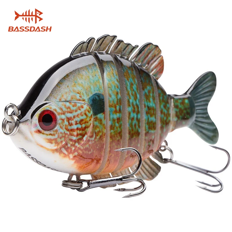 Bassdash SwimPanfish Multi Jointed Panfish Bluegill Swimbaits Topwater Hard Bass Fishing Crank señuelo 24g/8,8 cm, 4 colores