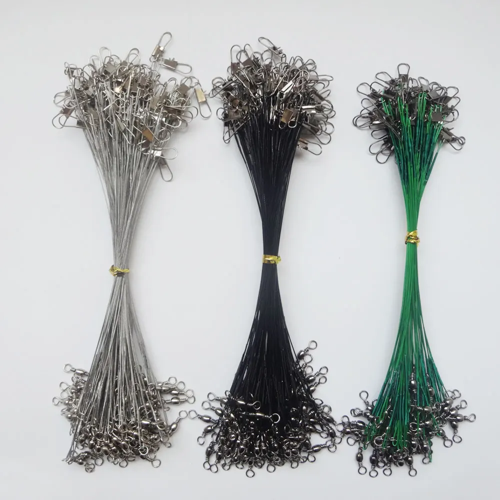 20 piezas/línea de alambre de acero para pesca, correa de sedal antimordida, Leader15-30cm de alambre de acero, conector giratorio a presión, accesorio de pesca - imagen 3