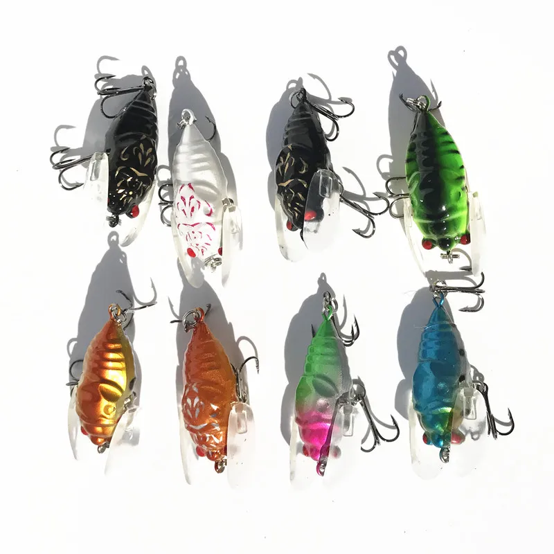 Fishing Lure Insect Popper Cicada Baits 4cm/6g Artificial Fresh Water Hard Bass Bait Lot 8 Pieces - imagen 2