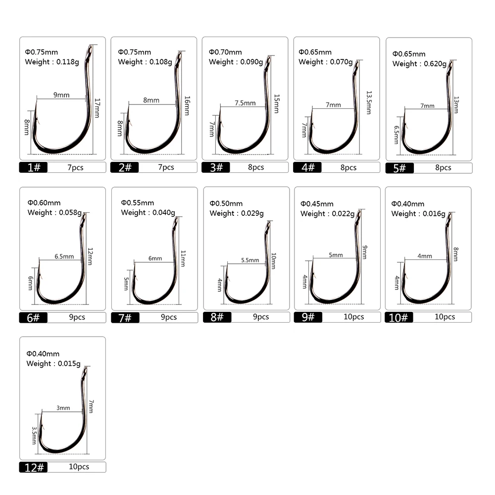 FISH KING-anzuelos de pesca de acero al carbono con púas, anzuelo de carpa, anzuelo de Anzol, anzuelo de pesca TANAGO, tamaño del anillo 1-12 #, 3 paquetes - imagen 2