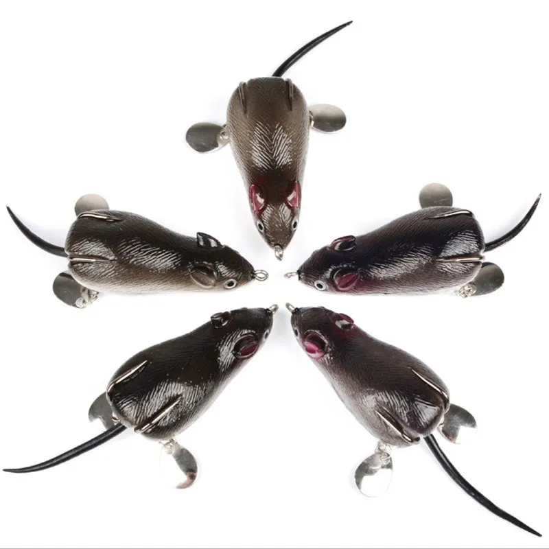 1 Uds. Ojos 3D cebo suave ratón Señuelos de Pesca 7cm 19,3g simulación flotante señuelos suave sonido de campanas bajo cebos, aparejos de pesca - imagen 4