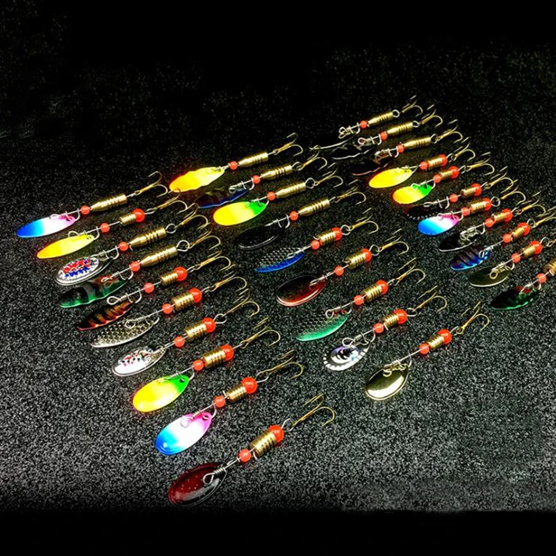 OUTKIT-señuelos de pesca con cuchara para trucha Artificial, caja de cebos giratorios, aparejos de lubina, surtido de señuelos de pesca de carpa, 10/30 Uds. - imagen 2