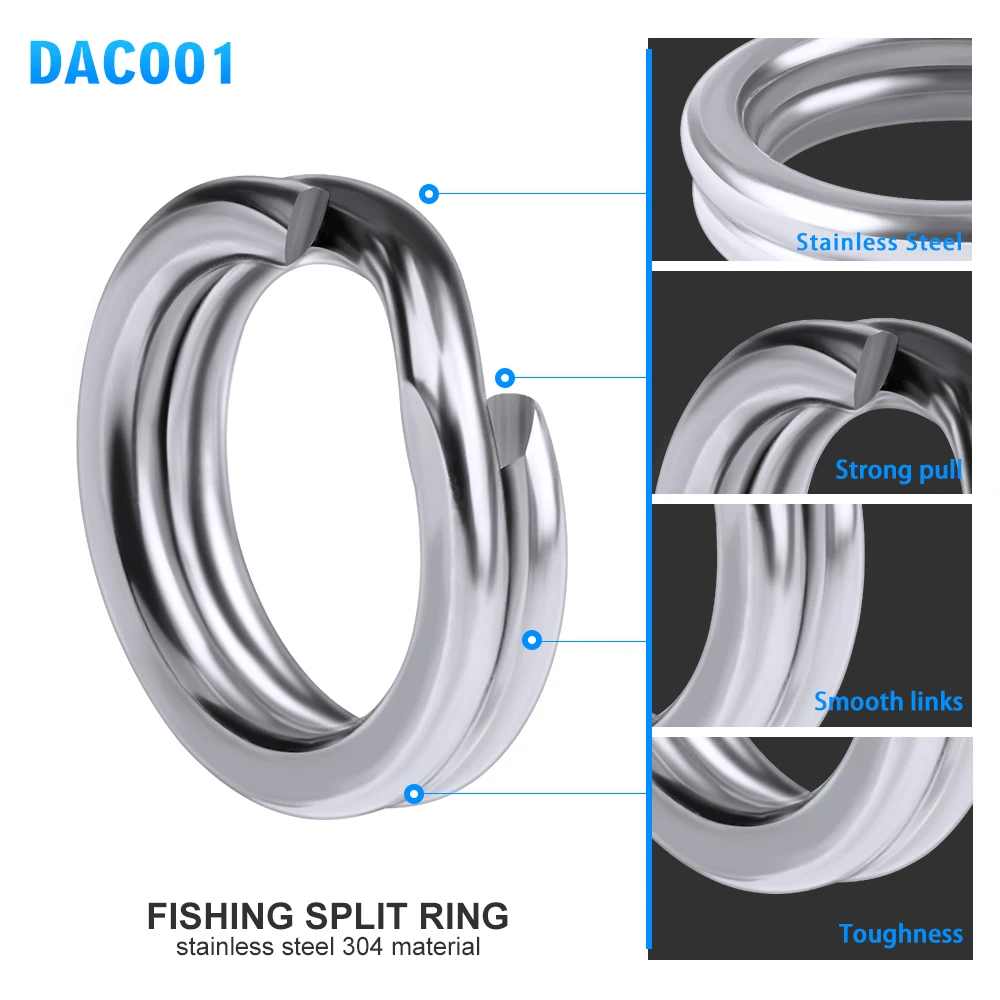 PROBEROS-Anillos divididos de pesca para cebo duro de manivela, Conector de acero inoxidable plateado, 0 #-12 #, anillos divididos de doble bucle, 1000 Uds. - imagen 3