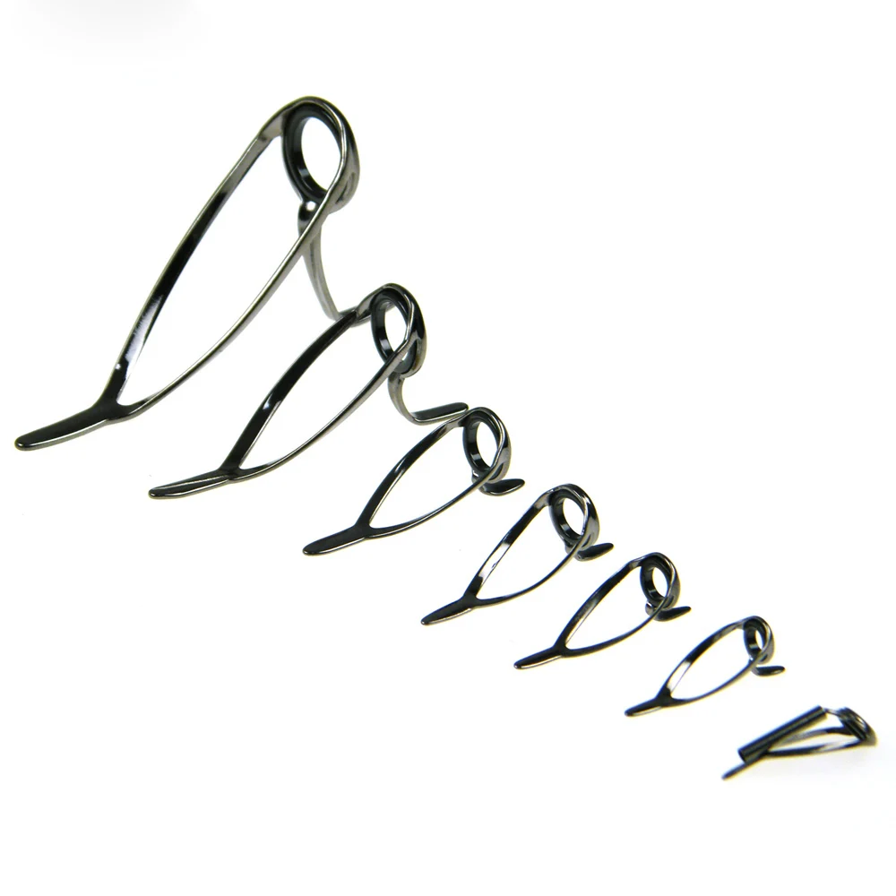 Kit de reparación de guías de caña de pescar, 7 Uds., 2mm-14mm, anillo de carbono de acero inoxidable, doble estante, guías de caña de pescar, juego de repuesto - imagen 4