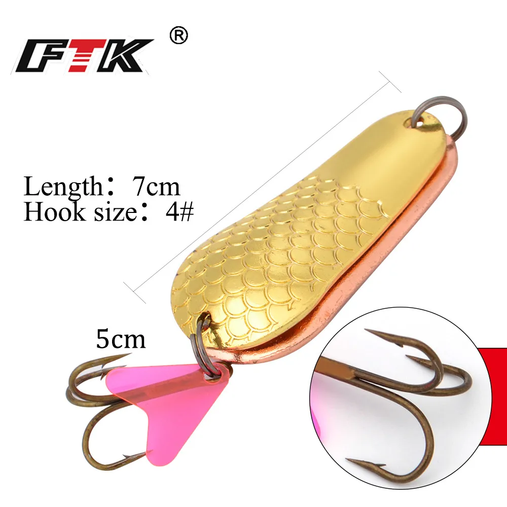 FTK-señuelo de Pesca de Metal con anzuelo triple, cuchara CrankBait, manivela, aparejos de Pesca, 24G, 28G, 1 unidad - imagen 3