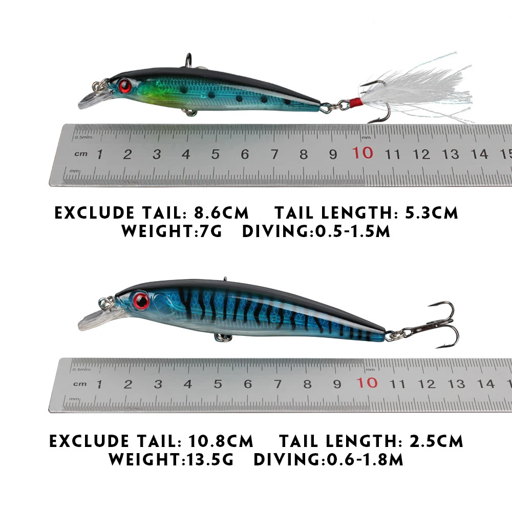 Goture-señuelo de pesca de agua dulce y salada, cebo Artificial de 7g y 13,5g, Wobbler para lubina, Minnow, 20 piezas - imagen 2