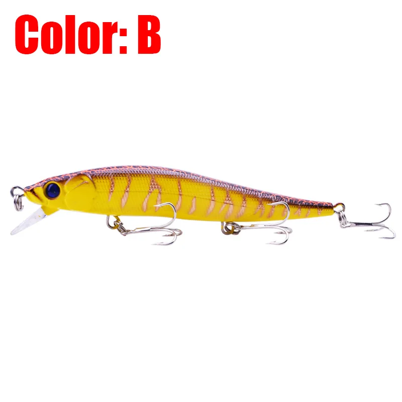 Señuelos de Pesca Minnow Wobblers, cebos flotantes de 11,5 cm y 13,5g, aparejos con ojos 3D Isca Bass, cebo duro Artificial para buceo, 1,5 M, 1 ud. - imagen 4